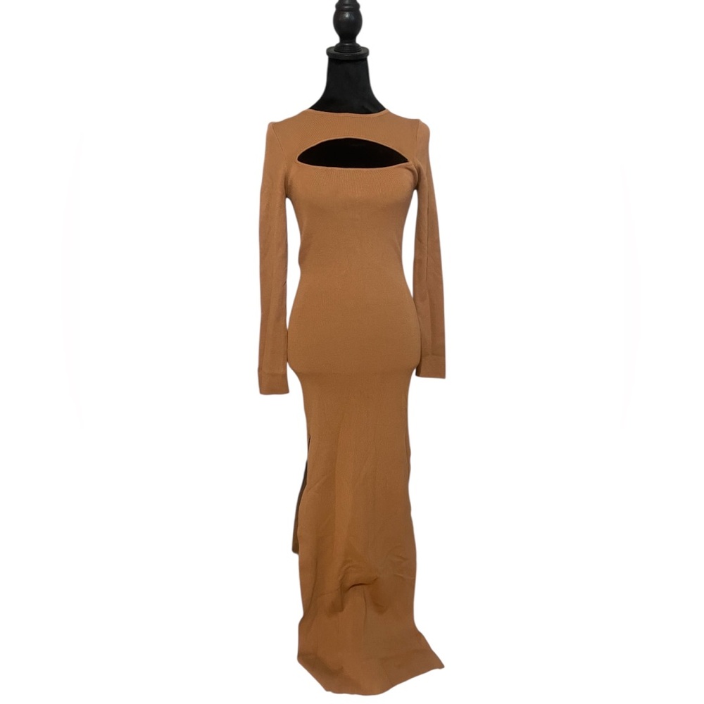 Camel-Colored Maxi Dress,Cut out, long, Large,New - Picture 4 of 4